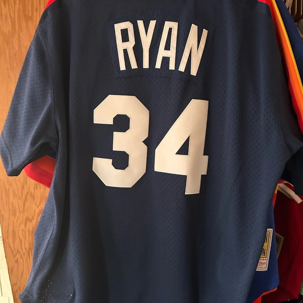 Mitchell & Ness Navy Astros Jersey with Red and Orange Accents - Picture 2 of 6